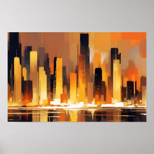 Poster Abstrait Cityscape Architecture moderne Arrière -
