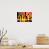 Poster Abstrait Cityscape Architecture moderne Arrière - (Cuisine)