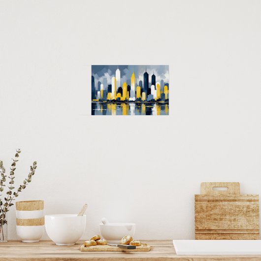 Poster Abstrait Cityscape Architecture moderne Arrière - (Cuisine)