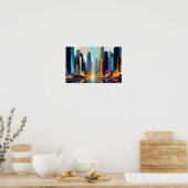 Poster Abstrait Cityscape Architecture moderne Arrière - (Cuisine)
