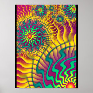 Poster Abstrait Cogs Coloré