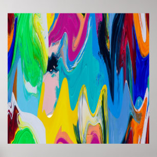 Poster Abstrait coloré, aquarelle flou de mouvement.
