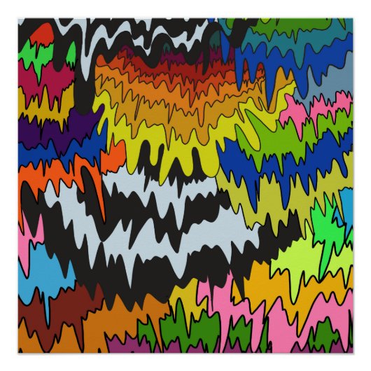 Poster Abstrait Coloré Liquide Goutte Rayure Gras Moderne (Devant)