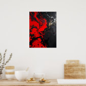 Poster Abstrait coloré moderne .Crimson Abyss Abstrait (Cuisine)