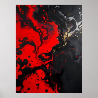 Poster Abstrait coloré moderne .Crimson Abyss Abstrait