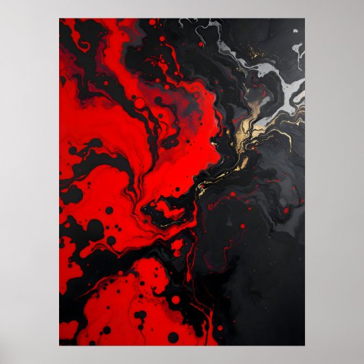 Poster Abstrait coloré moderne .Crimson Abyss Abstrait (Devant)