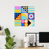 Poster Abstrait coloré moderne géométrique (Bureau à domicile)