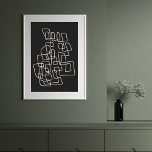 Poster Abstrait contemporain Art moderne Mur noir<br><div class="desc">Art moderne contemporain illustration murale avec trait abstrait en noir et blanc.</div>