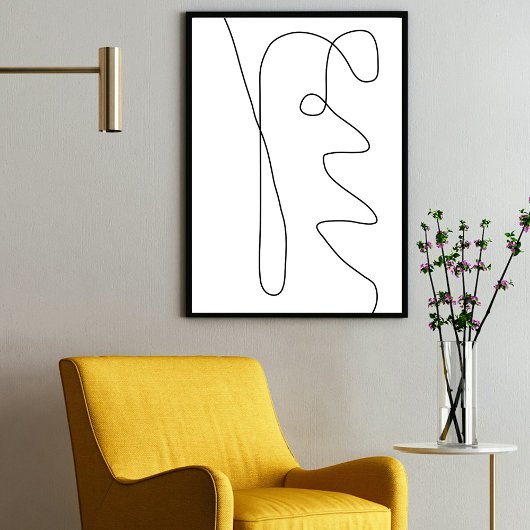 Poster Abstrait contemporain moderne Art noir blanc