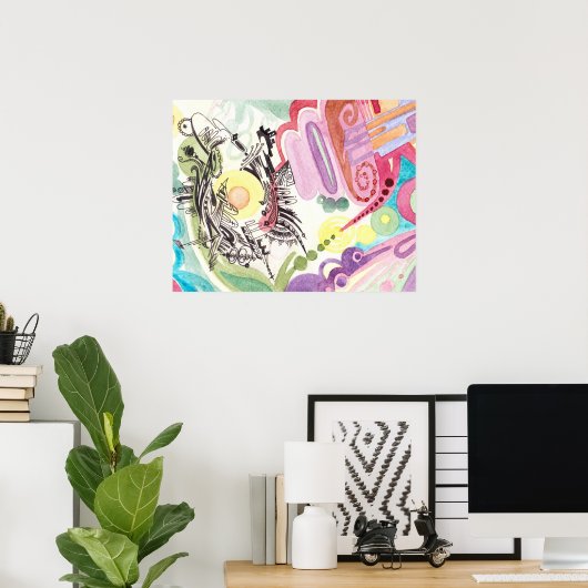 Poster Abstrait d'aquarelle n° 1 (Bureau à domicile)