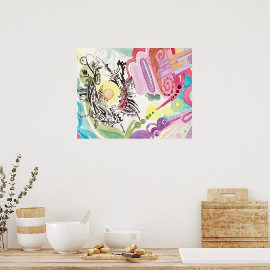 Poster Abstrait d'aquarelle n° 1 (Cuisine)