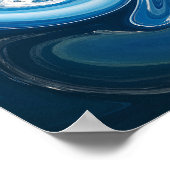 Poster Abstrait D'Art Liquide Bleu Et Blanc (Coin)