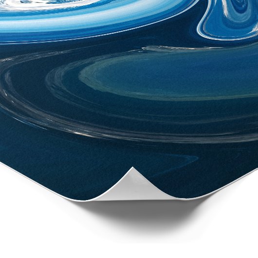 Poster Abstrait D'Art Liquide Bleu Et Blanc (Coin)