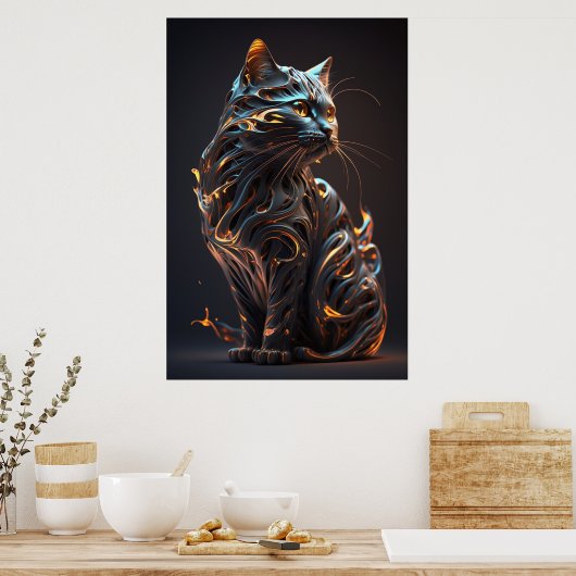 Poster Abstrait d'art mural de chat (Cuisine)