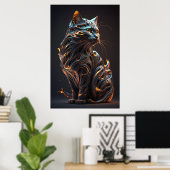 Poster Abstrait d'art mural de chat (Bureau à domicile)