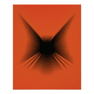 Poster Abstrait de chat noir sur le fond rouge