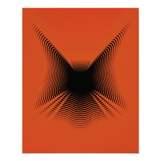 Poster Abstrait de chat noir sur le fond rouge (Devant)