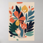 Poster Abstrait de fleurs botaniques modernes (Devant)