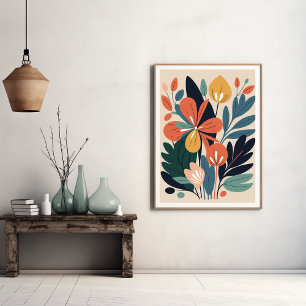 Poster Abstrait de fleurs botaniques modernes