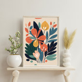 Poster Abstrait de fleurs botaniques modernes