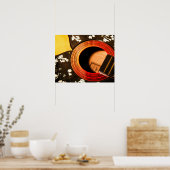 Poster Abstrait de guitare florale (Cuisine)