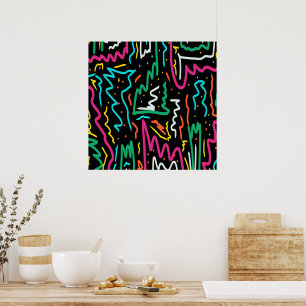 Poster Abstrait de la partie de contraste de Neon Bold