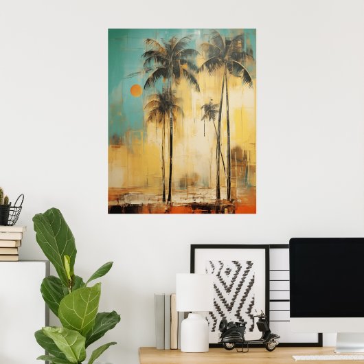 Poster Abstrait de palmiers (Bureau à domicile)
