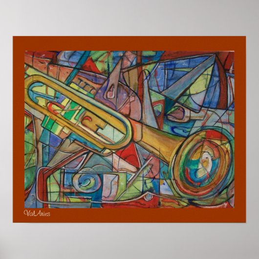 Poster Abstrait de trompette par ValAries (Devant)