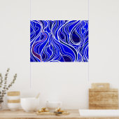 Poster Abstrait de verre à tôle bleue (Cuisine)