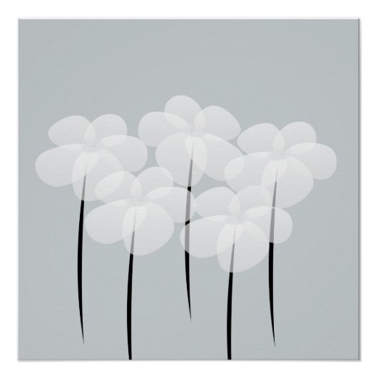 Poster Abstrait des anémones blancs (Devant)