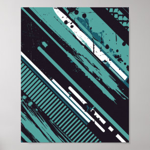 Poster Abstrait diagonal avec rayures éclaboussées