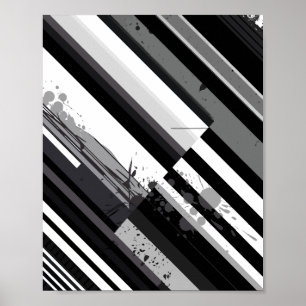 Poster Abstrait Diagonal Monochrome