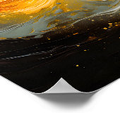 Poster Abstrait Doré Marbre Moderne Vagues (Coin)
