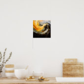 Poster Abstrait Doré Marbre Moderne Vagues (Cuisine)