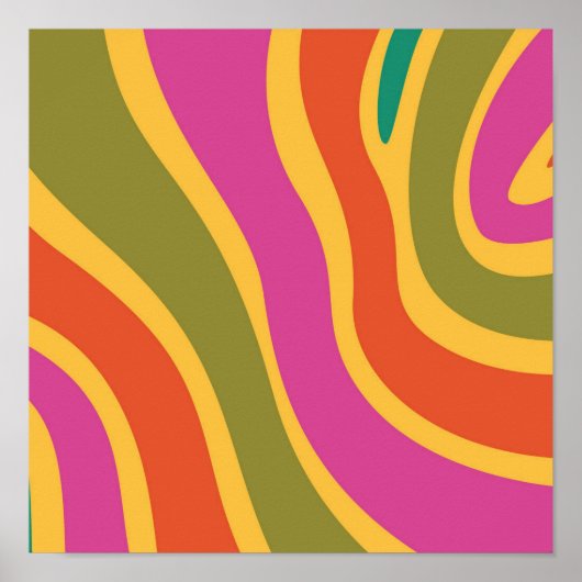 Poster Abstrait du milieu du siècle rétro (Devant)