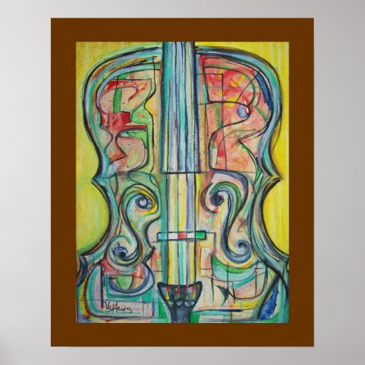 Poster Abstrait du violoncelle de ValAries (Devant)