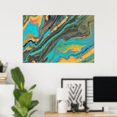 Poster Abstrait en acrylique turquoise Radio King (Bureau à domicile)