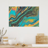 Poster Abstrait en acrylique turquoise Radio King (Cuisine)