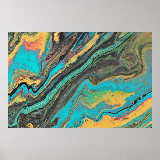Poster Abstrait en acrylique turquoise Radio King (Devant)