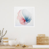Poster Abstrait en coquille rose, bleue et blanche (Cuisine)