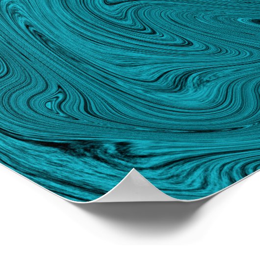 Poster Abstrait En Marbre Liquide Turquoise Et Noi (Coin)