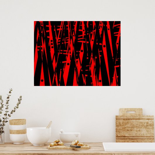 Poster Abstrait en rouge et noir (Cuisine)