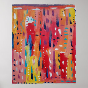 Poster Abstrait en rouge orange et jaune
