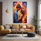 Poster Abstrait Expressionniste de l'Étreinte Romantique 