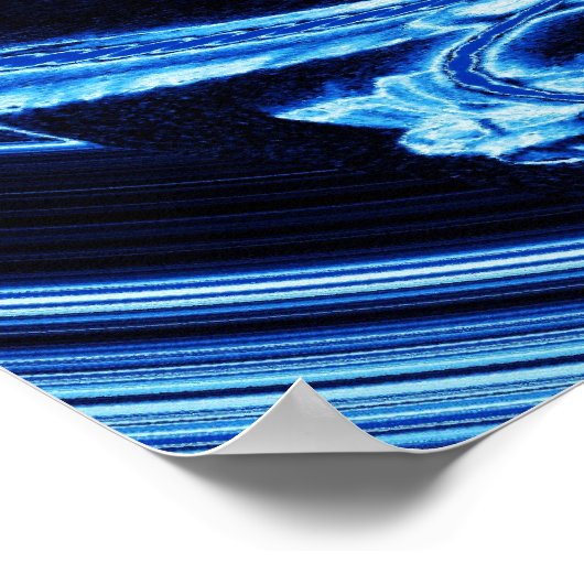 Poster Abstrait "Fleur" de néon bleu (Coin)