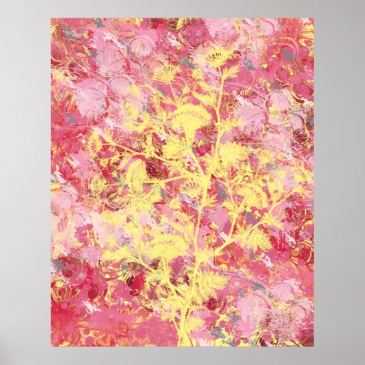 Poster Abstrait floral rose (Devant)