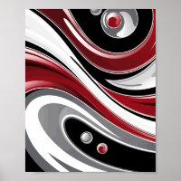 Abstrait Fluid Swirl dans les tons rouge, noir et 