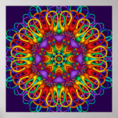 Poster Abstrait fractal brillant Mandala (Devant)