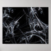 Poster Abstrait Fractal Spider Web sur toile noire (Devant)