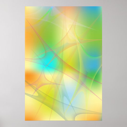 Poster Abstrait Futuriste Neon Vert Turquoise Jaune Blend (Devant)